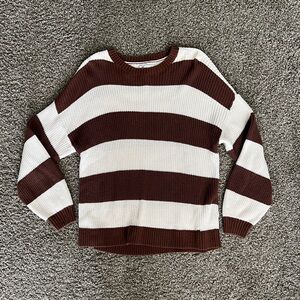 Hollister Brown and White Striped Sweater